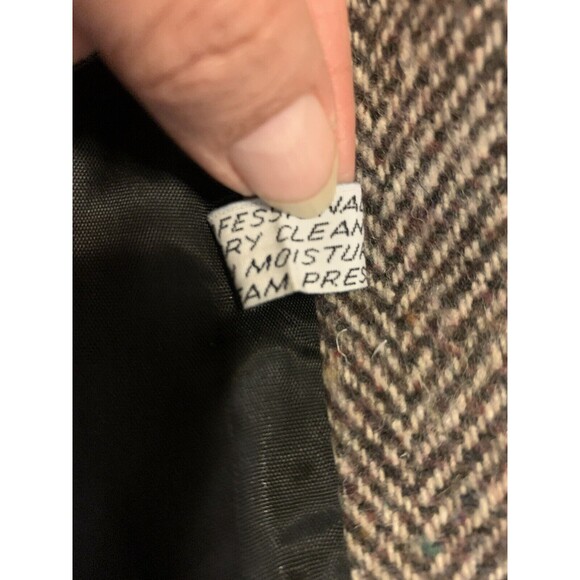 Vtg Spencer Douglas Women Wool Coat Dbl Breasted M/L Brown Herringbone Peacoat - Picture 11 of 13